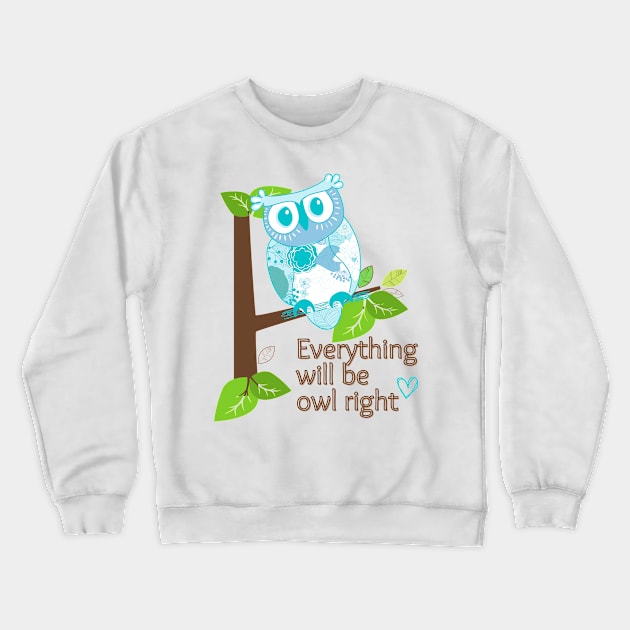 Blue owl Crewneck Sweatshirt by Once Upon a Find Couture 